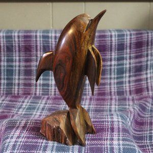 Carved Ironwood Dolphin Figure Statue
